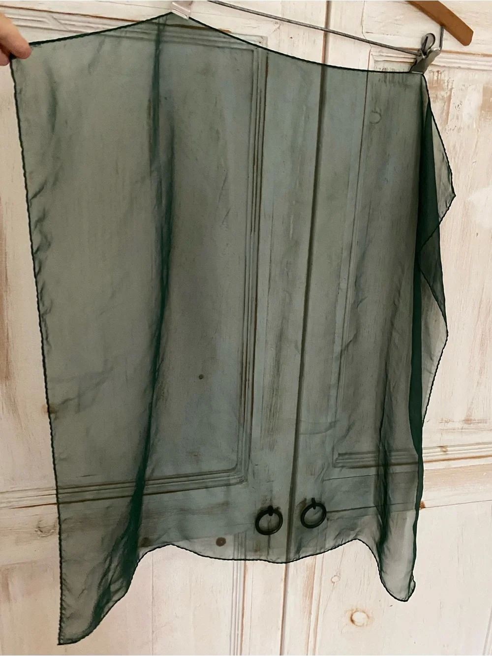 Vintage Sheer Chiffon Square Scarf Green